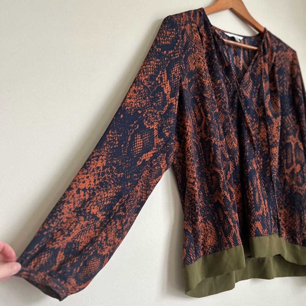 Cabi Border Wrap Python Print Burnt Orange & Navy… - image 3